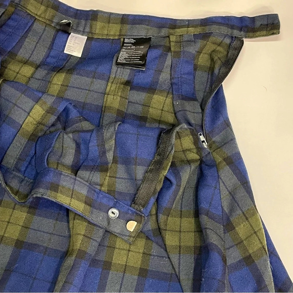 H&M Blue Green Pleated Mini Skater Skirt - Picture 5 of 9